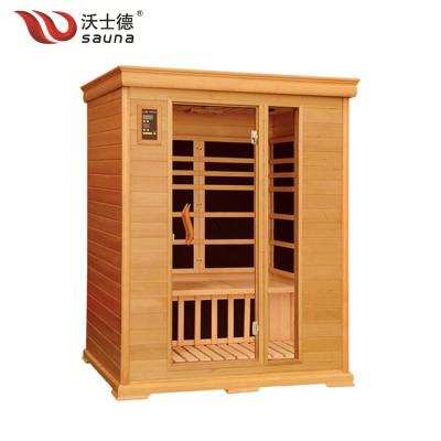 China Traditional Indoor Computer Control Panel Hemlock Solid Wood Sauna Rooms With Carbon Heater For 3 Person for sale