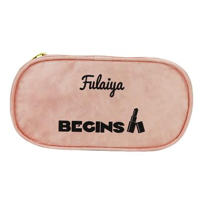 China Eco-friendly Custom Travel Eco-friendly Pink Two Layer Makeup Brush Tote Pouch Tyvek Bag Organizer For Cosmetic for sale