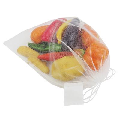 China Eco Friendly Shopping Product Packaging Mesh Bag Reusable Drawstring Net Custom Pouch For Fruits And Vegetables for sale