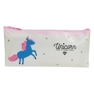 China Fashion \White Clear PVC Stationery School Pouch Pen Pencil Packaging Bag Custom Cute Zipper Comfortable\Durable For Girl for sale