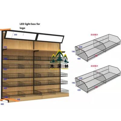 China Environmental friendly supermarket counter wall display stand with perfect storage cabinet for candy and snack sales and promotion for sale