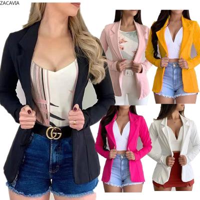 China ZACAVIA 2021 Viable Women's Suit Small Button Suit Street Slim Jacket Solid Color Lapel Long Sleeve Jacket for sale