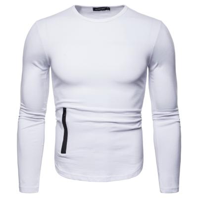 China Hot Sale Anti-Wrinkle Mens Cotton Sports Breathable Top Round Neck Fitted Long Sleeve T-Shirt Gymwear for sale