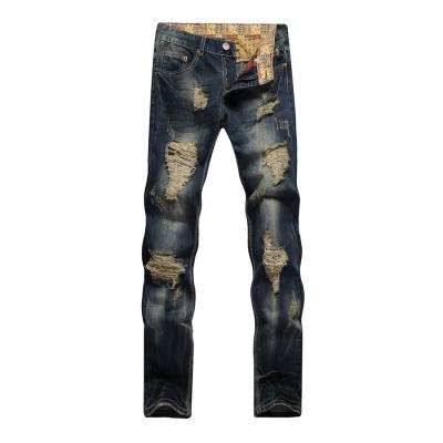 China Viable Streetwear Vintage Denim Pants Mens Fashion Motorcycle Distressed Ripped Jeans for sale