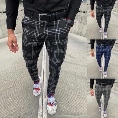 China Wholesale Multicolor Anti-wrinkle Pants Men's Mixed Plaid Striped Casual Slim Pants for sale