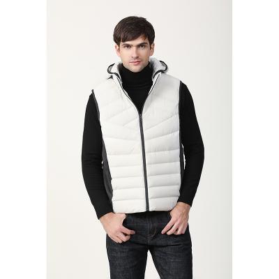 China Anti-Wrinkle Mens Fashion Light Weight Down Vest Sleeveless Vest Plus Size Zipper- Hood Bubble Vest Outerwear for sale