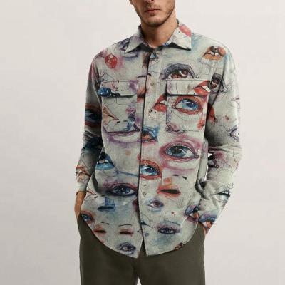 China New Design Viable Men's Shirt Cotton Fashion Print Plus Size Woolen Jacket for sale