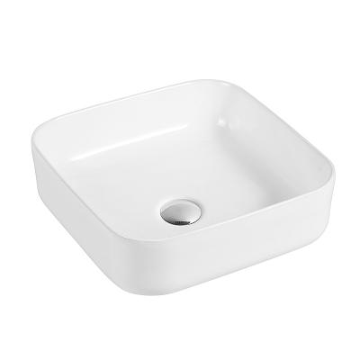 China Art Wash Basin Modern Design Hotel Bathroom Modern Rectangular Sanitary Ware Hand White Ceramic for sale