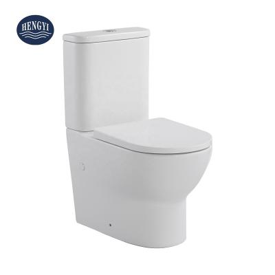 China Double-Flux Australia WaterMark Toilet Suites Europe CE Back To WC Rimless Two-Piece Sanitary Ware Wall P-Trap Flush for sale