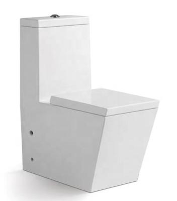 China Double-Flux One-Piece Toilet Bowl Square Shape New Modern Design SASO Washdown Products W.C. Back To Wall Sanitary Ware for sale