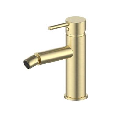 China Luxury Metered Faucets Bathroom Deck Mounted Single Hole Brushed Gold Brass Basin Faucet for sale