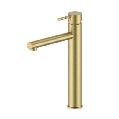 China Modern Metered Faucets Bathroom Sink Deck Mounted Brass Brushed Gold Taps Basin Faucet for sale