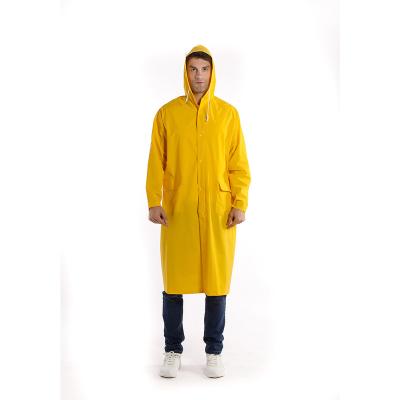 China Bachelorette Rainwear High Quality Customized Logo Printed Long Polyester PVC Raincoat Reusable Waterproof Rain Coat Poncho For Men for sale