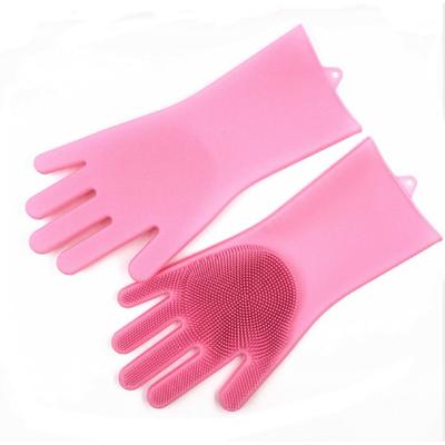 China Heat Resistant Kitchen Silicone Gloves Silicone Dish Rubbing Cleaning Gloves for sale