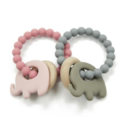 China Baby Feeding Products Custom Design Edible Grade BPA Free Silicone Chewing Baby Teether Silicone Teething Bead Bracelet for sale