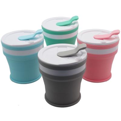 China Sustainable Wholesale Expandable Drink Cup Set Soft Collapsible Silicone Drink Cup With Lid for sale