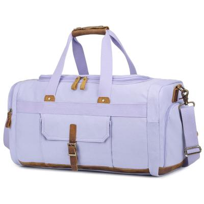 China Fashion Women Overnight Duffel Bag With Shoe Compartment For Travel Tote Carry On Bag Women Men Canvas Weekender for sale