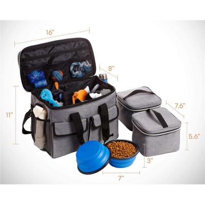 China Eco-friendly Collapsible Pet Food Bag Pet Food Bag Dog Travel Bag With Bowl for sale