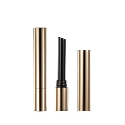 China New HUIHO Cosmetic Original Empty Round Gold Lipstick Slim Luxury Aluminum Tube Retro for sale