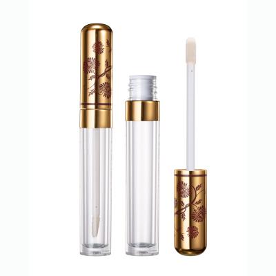 China Custom HUIHO Logo Cosmetic Packaging Empty Clear Lip Gloss Tubes Gold Design Lip Gloss Cosmetic Container Luxury Tube Case for sale