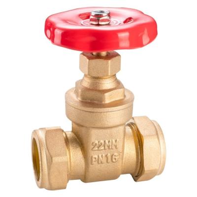 China General 15mm 22mm 28mm Forged Brass Compression End Gate Valve for sale