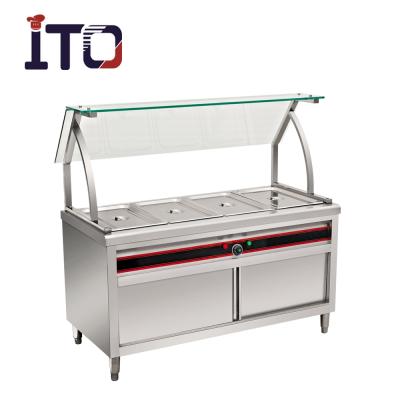 China Commercial High Quality Vertical Electric Bain Marie With Curved Glass Cover 1120*670*800+600mm for sale