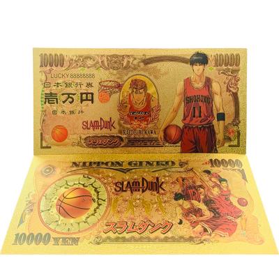 China PVC Plastic Anime SLAM DUNK Gold Foil Banknotes Props Money Cartoon Gold Plated Plastic SLAM DUNK Banknote Card For Basketball Fans Gifts for sale