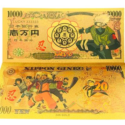 China PVC Plastic All Type Japan Anime Gold Foil Commemorative Banknotes Hot Sale NA-RUTOS PVC Props Money Banknotes for Christmas Gifts for sale