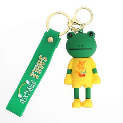 China Souvenirs Promotion Gift Key Chain Personalized Custom Frog Keychains for Cute Soft Silicone Rubber Animals 3D PVC Schoolbags Frog Key Chains for sale