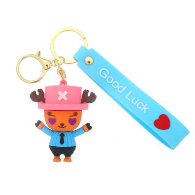 China ONE PIECE Handbag Tony Chopper Keychain Soft Rubber Dolls Kawaii Anime Cartoon Key Chain Souvenirs Promotion Gift Ornaments Toys Gift for sale