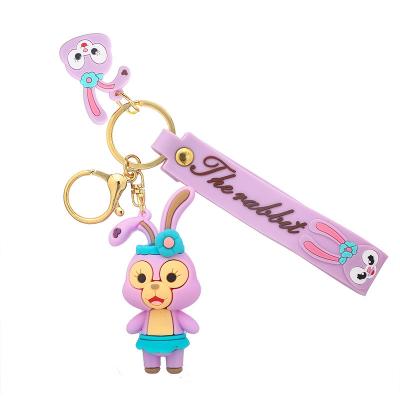 China Creative Cute Cute Car Keychain Doll Rabbit Keychain Cartoon Keychain Cartoon StellaLou Keychains 3D Disneys Memorabilia Key Chain for sale