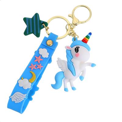 China Crystal Little Unicorn Horse Key Chain Key Chain 3D Cartoon Figure Souvenirs Promotion Gift Women Bag Pendant Charm Unicorn Doll Little Horse Keychain Cute Creative for sale