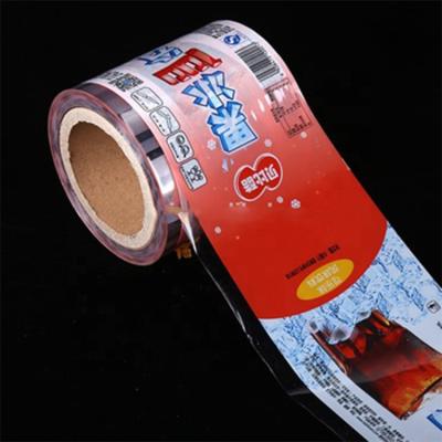 China Custom Moisture Proof Logo Wrapping Plastic Material Roll Color Print Product Packaging Stretch Film For Drink Juice Milk for sale