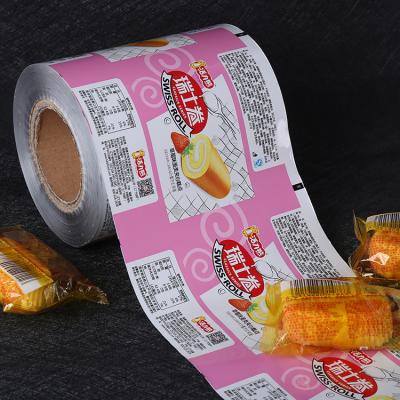 China Custom Printed Moisture Proof Wrapping Snack Cake Aluminum Foil Food Wrapping Stretch Laminated Plastic Roll Film for sale