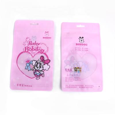 China Custom Pink Recyclable Custom Plastic Ziplock Zip Lock Pocket Kids Clothing Card Header Cartoon Cute Pattern Hanging Logo Cartoon Packaging Bags for sale