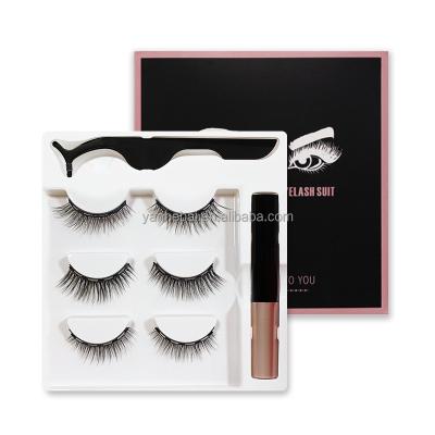 China Wholesale Natural Long Magnetic Lashes With Reusable Magnetic Eyeliner And Tweezers Private Label Lashes Kit Customized Boxes Magnet for sale