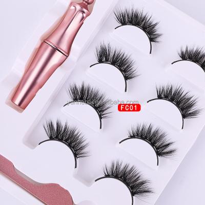 China Natual Factory Wholesale Smudge Magnetic Liquid Eyeliner Tweezers 4 Pair Boxes Set Five Point Magnetic False Eyelashes for sale