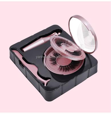 China Wholesale2 Natural Long MATCH Double Box Pink Mink Eyelash Extension Magnetic Mirror Eye Lashes Vendor Create Your Own Brand Lashes With Glue for sale