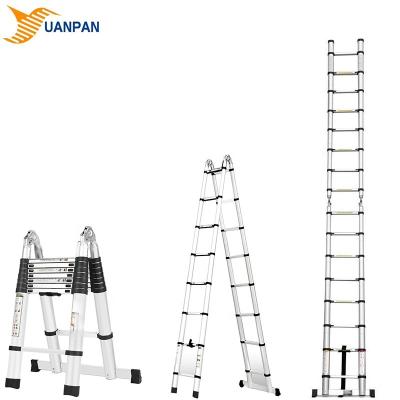 China 16FT Aluminum Step Staircase Scaffolding 5m Universal Standing Telescopic Ladder 16FT Portable Collapsible Folding Ladders Double Sided for sale