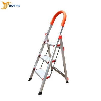 China Lightweight Folding Steel Pedal Step Folding Ladders 3 Steps Foldable Ladder Aluminum Anti Slip Staircase for sale