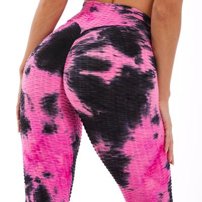 China Antibacterial Manufacturer Sells Tied Dyed Ink Yoga Pants Slim Butt Lift Exercise Fitness Leggings for sale