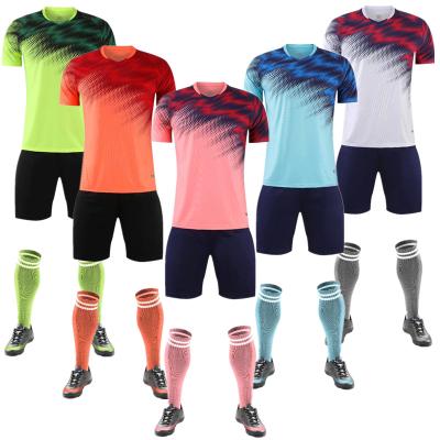 China Sets Sublimated Football Wholesale Price Uniform Jerseys Sets 2 Pcs Football Apparel Men Training Sets Custom Football Kits for sale