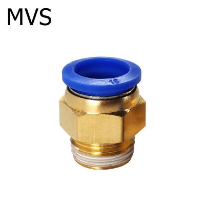 China Factory PC Straight Male Push In Pneumatic Connector Hose Ends One Touch Brass For PU Hose Clean Compressed Air,Vacuum for sale