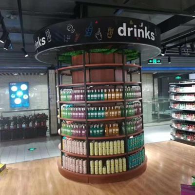 China 2019 New Design Supermarket Equipment Shop Store Double Sided Fit Display Stands Round Column for sale