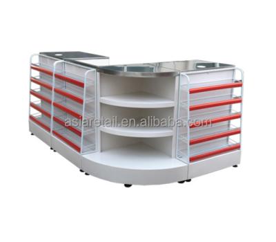 China Cold Rolled Steel Grocery Cashier Counter Checkout Table Design for sale