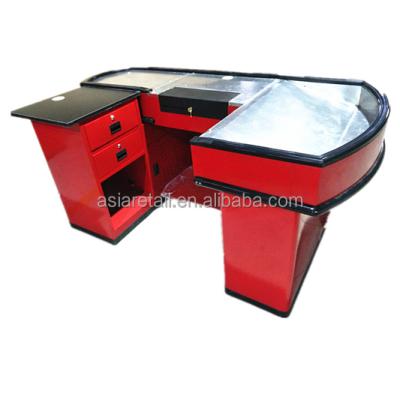 China Factory U Shape Aluminum Profile Cold Rolled Steel Checkout Cashier Counter Desk for sale