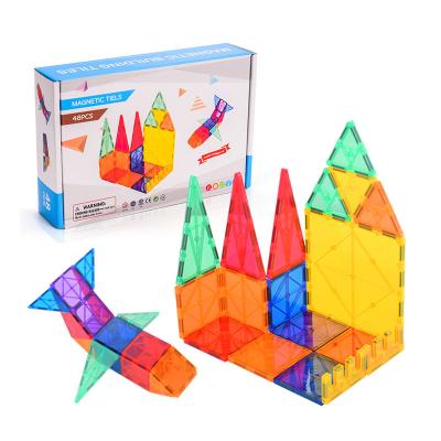 China DIY TOY Kids 100pcs Magnet Building Blocks Toys Set Educational Magnetic 3D Tiles for sale