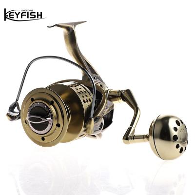 China ALUMINUM Saltwater Fishing Spinning Reel Drag 50kgs Reel 8000 Max Top Selling New Model Power Grip Heavy Metal Fishing Reels for sale