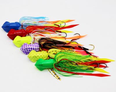 China High Quality Metal Fishing Jig Head With 3D Rubber Building Lure Eyes Squid Head Jig Fishing Lure for sale