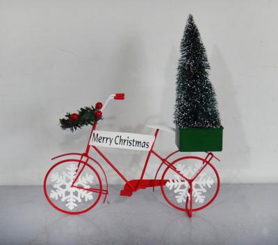 China Popular Xmas Gift Xmas Decoration 10 Inch Leight Metal Bicycle With Tree for sale